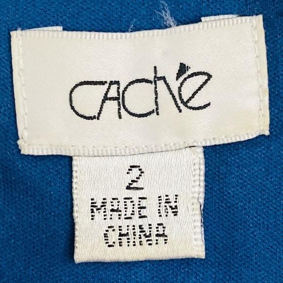 Vintage 90s Cache Evening Dress Size 2 Blue Chiffon Rugged - Picture 9 of 9